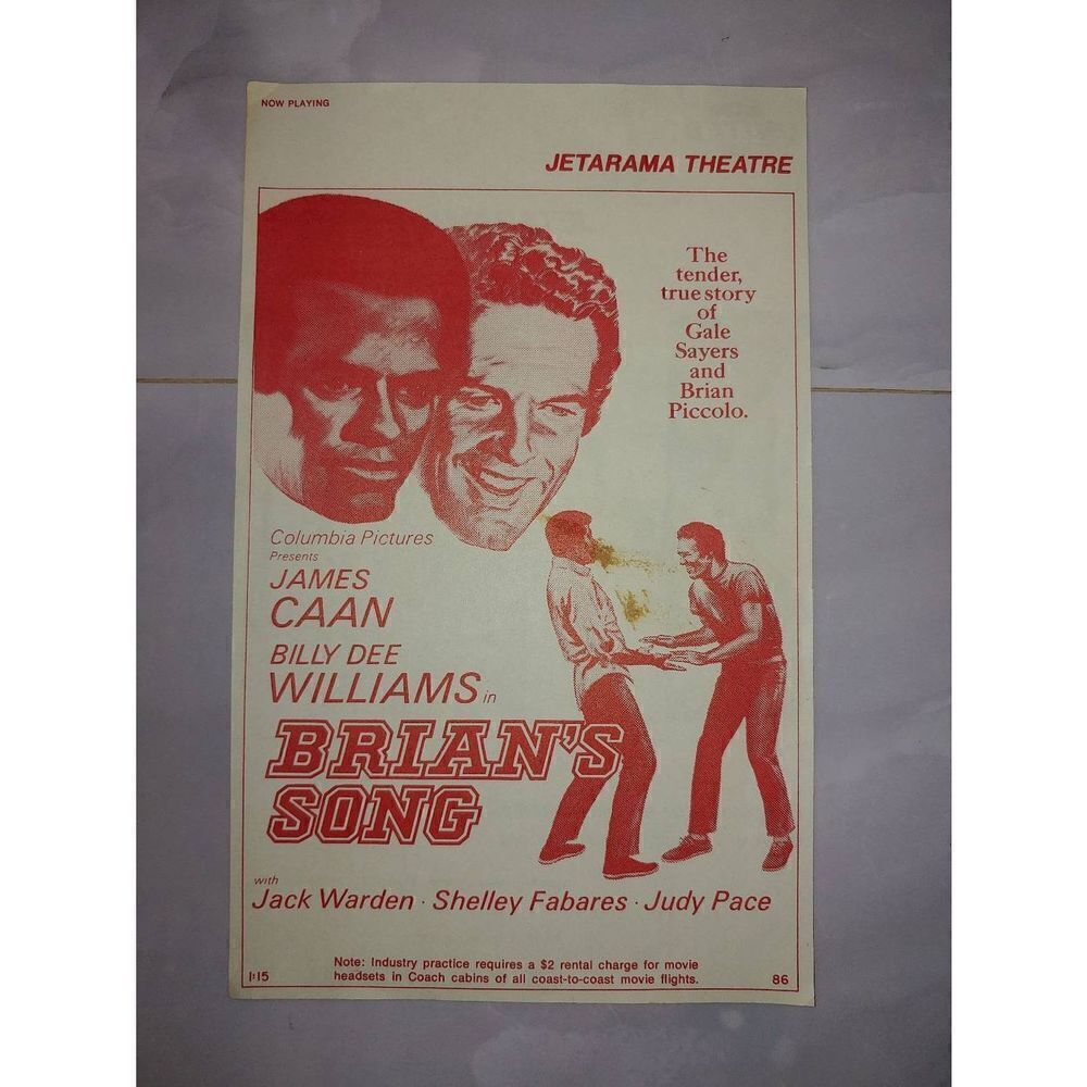 United Airlines 1970s In-flight "Brian's Song" Jeterama Theatre Program